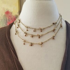 LOFT Gold tone 3-layer necklace